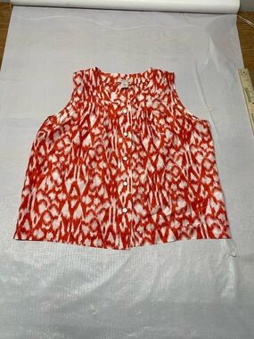 Covington Red and White Sleeveless Button-Front Camisole